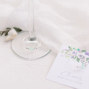 Purple Floral Wedding Favors - Bridal Shower - Bachelorette - Stemware Charms - @PlumPolkaDot 