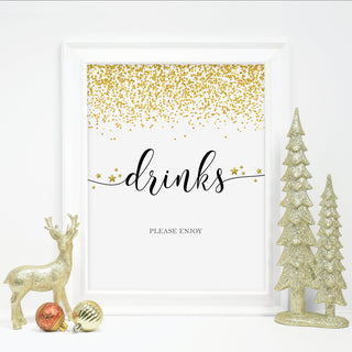 New Year&#39;s Drinks Sign Printable, New Years Eve Decorations, 2020 New Years Eve Party Signs, 2021 New Years, DIGITAL DOWNLOAD NY100