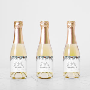 Printable Christmas Wedding Wine Bottle Labels, Custom Wine Bottle Labels, Mini Wine Favor Tag Template, Editable DIGITAL DOWNLOAD FB100
