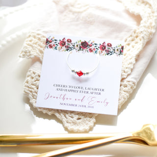 Burgundy Floral Wedding Favors - Bridal Shower - Bachelorette - Stemware Charms - @PlumPolkaDot 