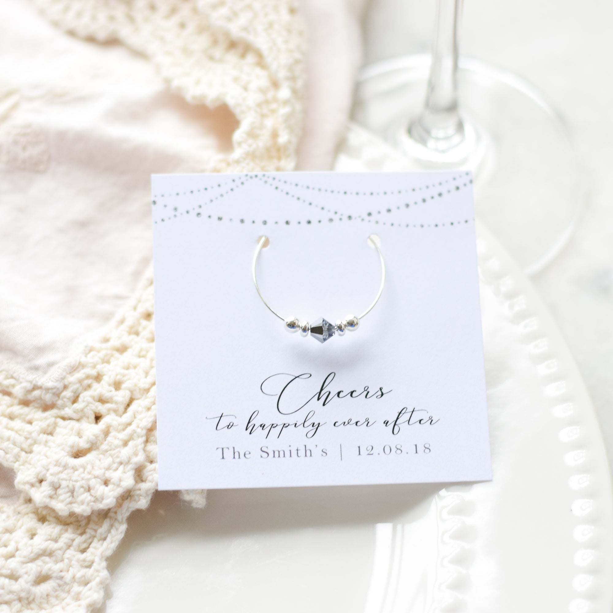 Wedding Gift Favors in Rose Gold - Stemware Charms - @PlumPolkaDot 