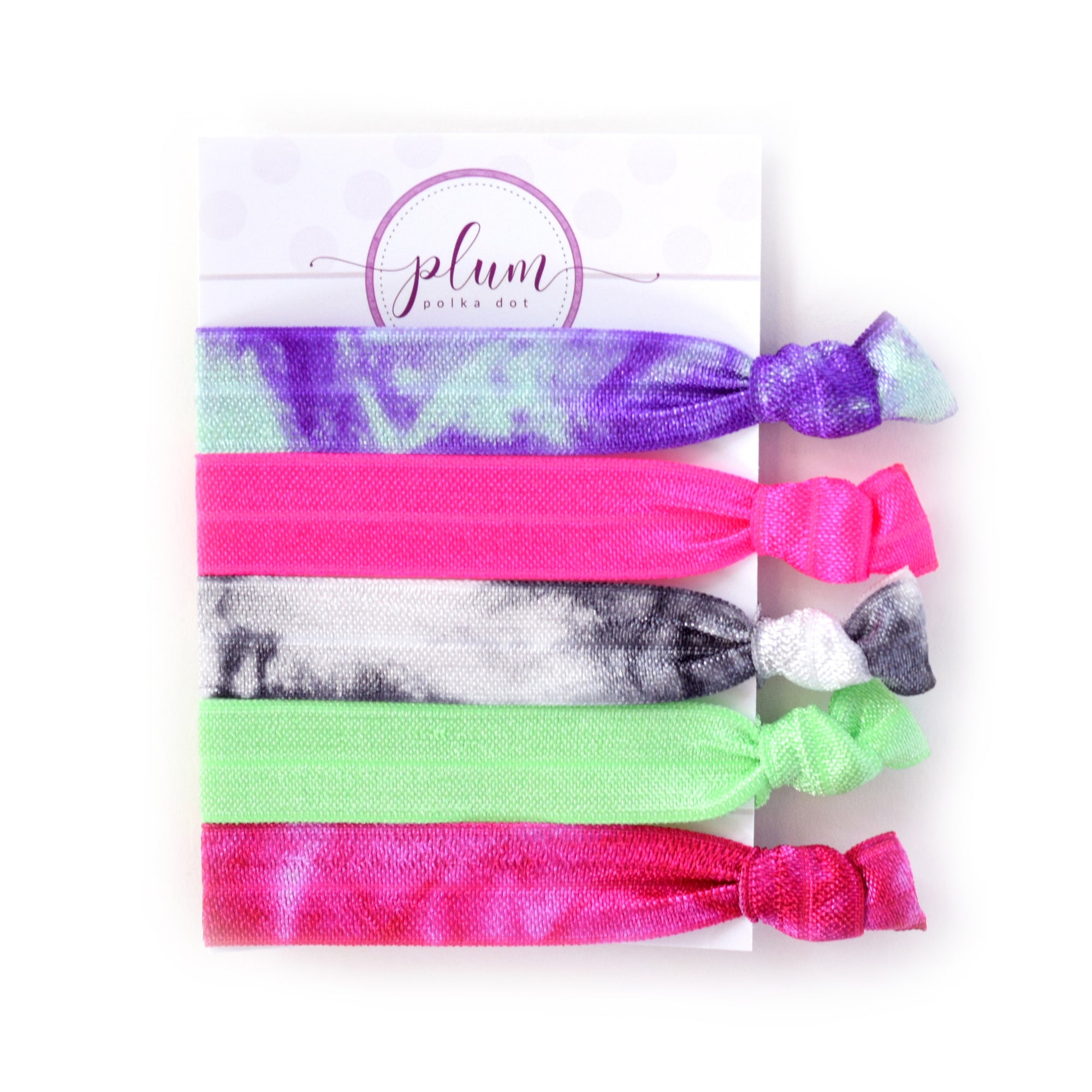 Tie Dye Hair Ties - Set of 5 - @PlumPolkaDot 