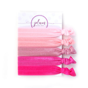 Pink Ombre Hair Ties - Set of 5 - @PlumPolkaDot 
