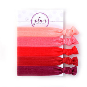 Red Ombre Hair Ties - Set of 5 - @PlumPolkaDot 