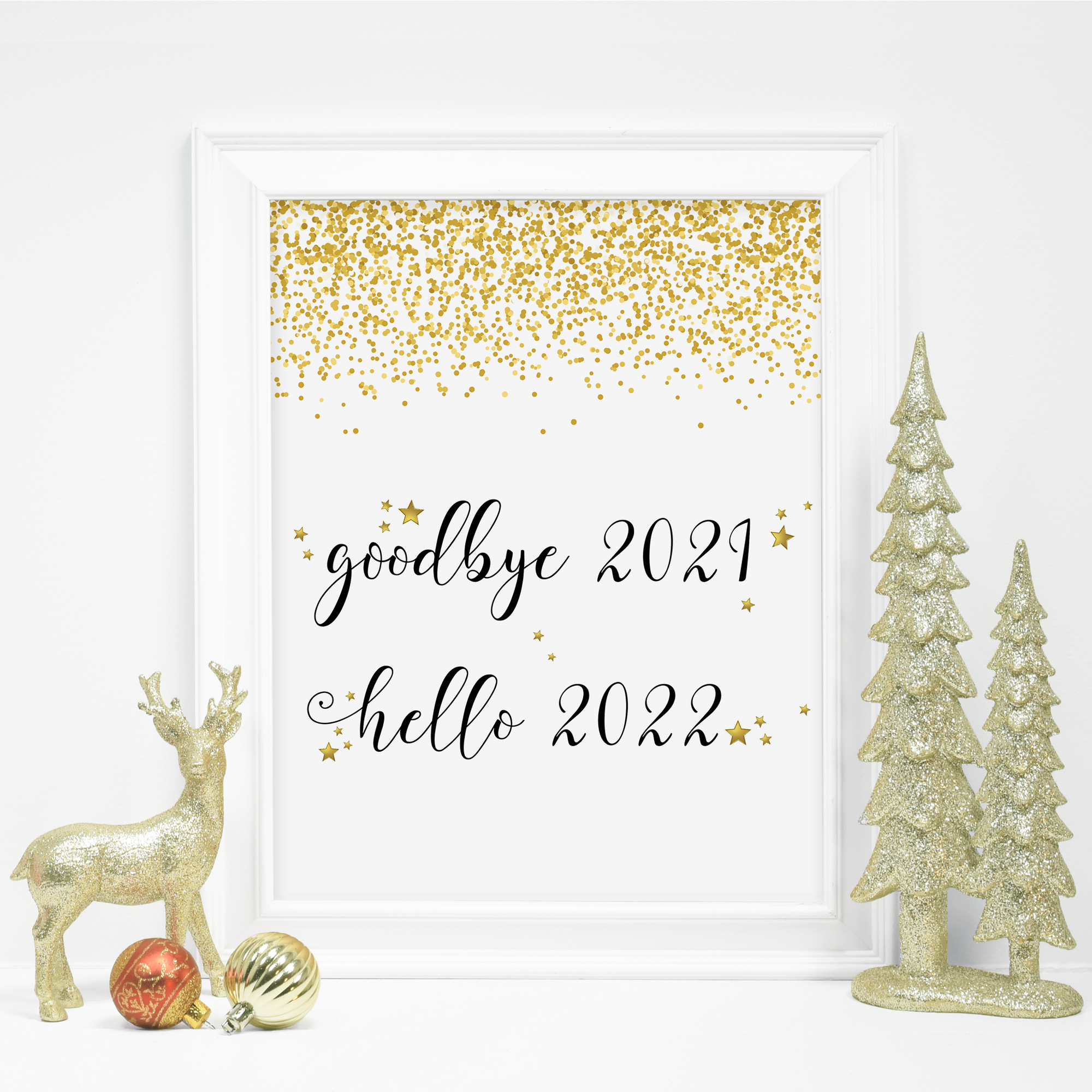 Goodbye 2021 Hello 2022 New Year Sign Printable, INSTANT DOWNLOAD - NY100