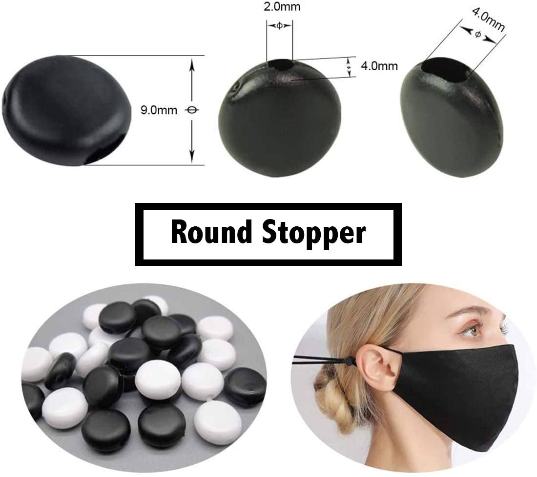 Silicone Stoppers for Face Mask Ear Loops, Elastic Cord Adjusters