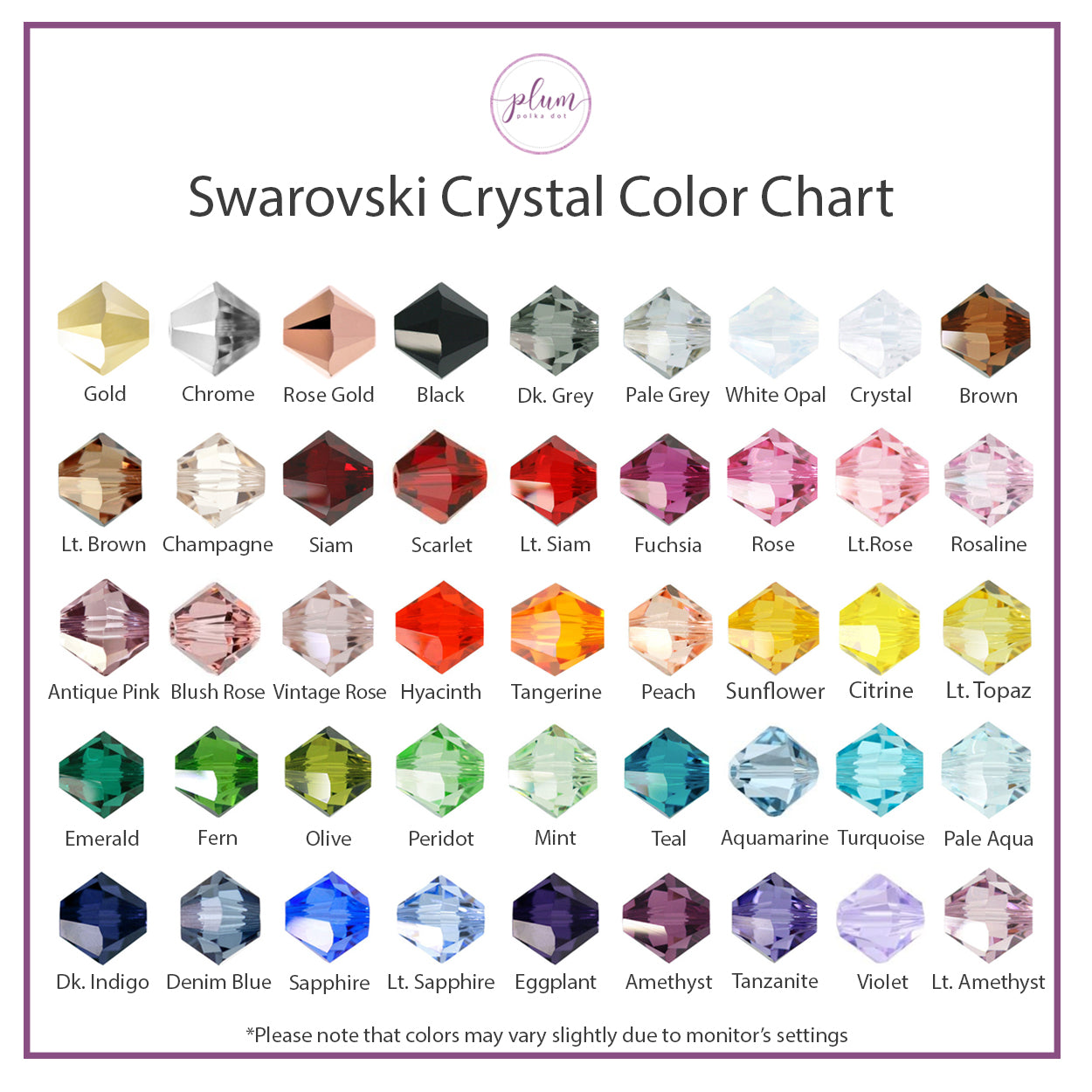 Swarovski Crystal Stemware Charms - Choose from 45 Colors - @PlumPolkaDot 