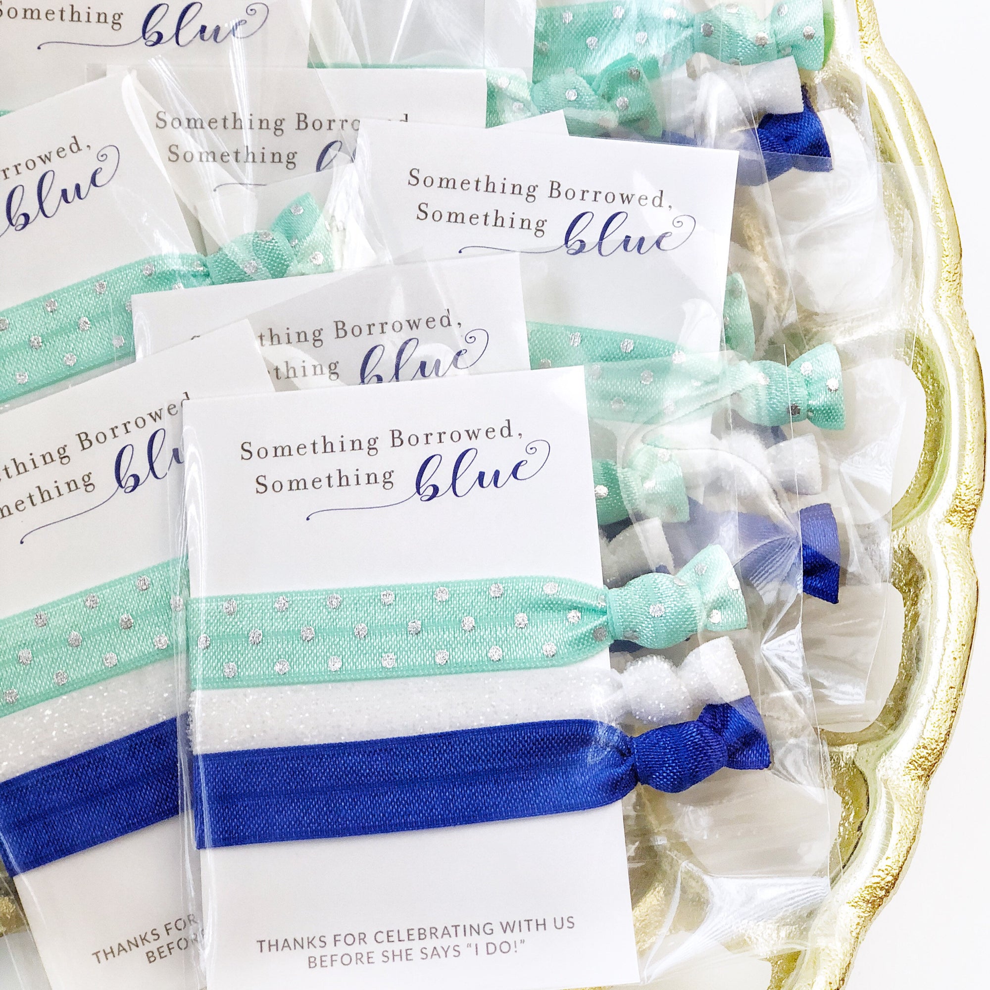 Something Blue Bridal Shower and Bachelorette Party Favors, Hair Ties