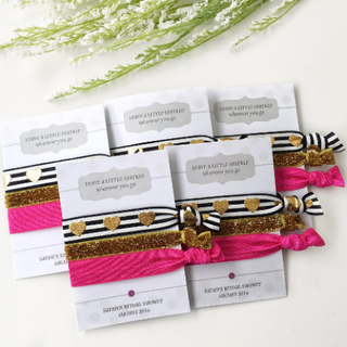 Bridal Shower Gift - Black & Pink Hair Tie Favors - Shower Favours - Gift for Women - @PlumPolkaDot 