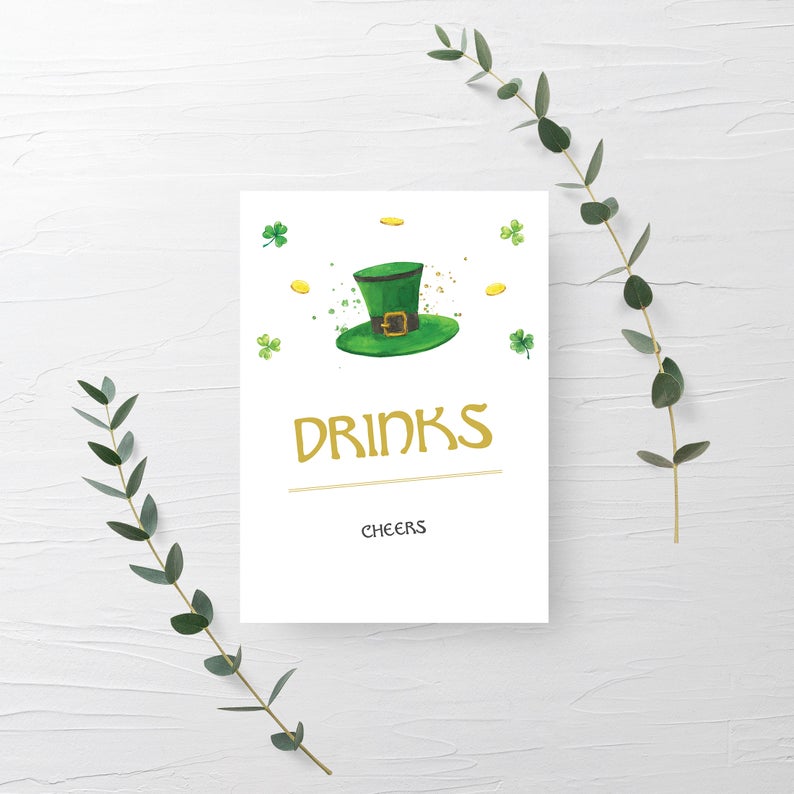 St Patricks Day Drinks Sign Printable, St Paddys Bar Sign, INSTANT DOWNLOAD - SP100