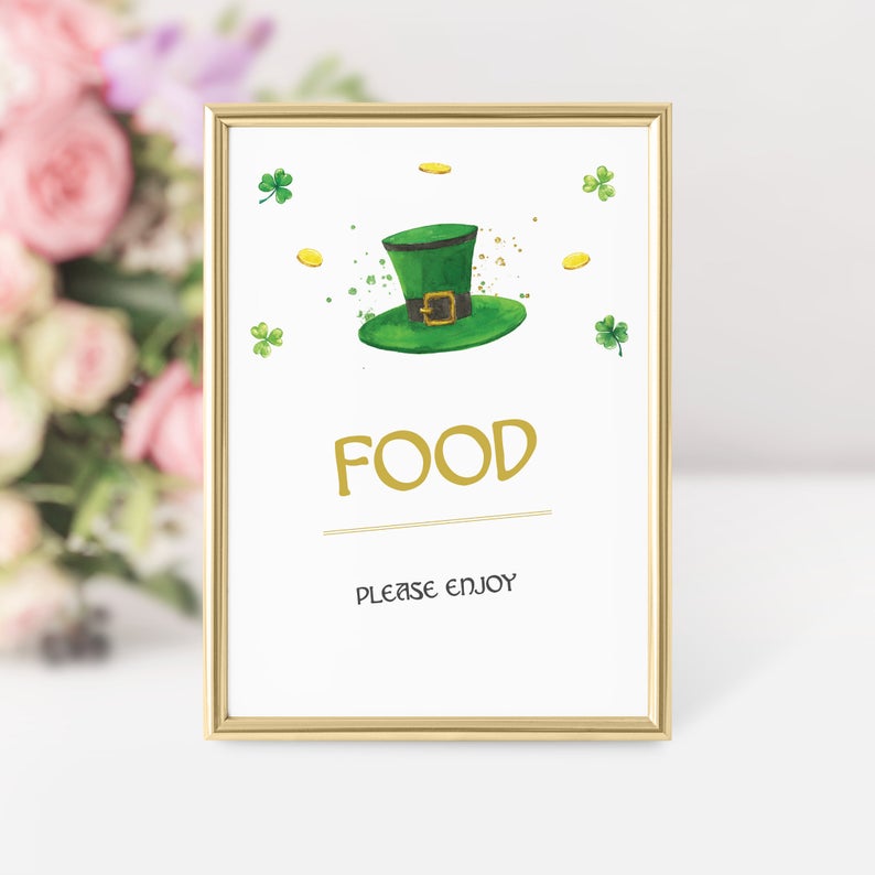 St Patricks Day Food Sign Printable, St Paddys Buffet Sign, INSTANT DOWNLOAD - SP100