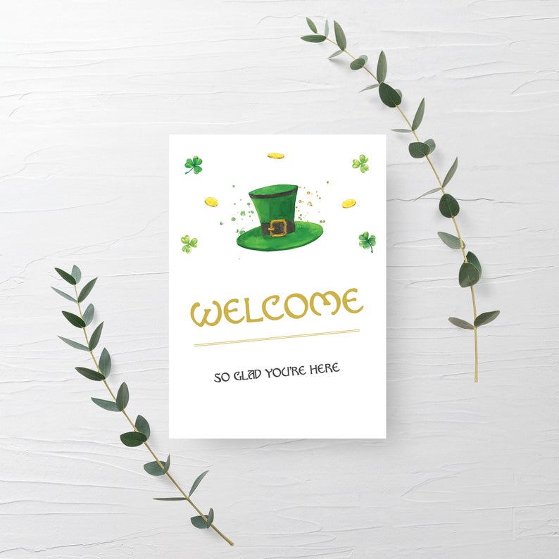 St Patricks Day Welcome Sign Printable, St Paddys Day Decor, INSTANT DOWNLOAD - SP100