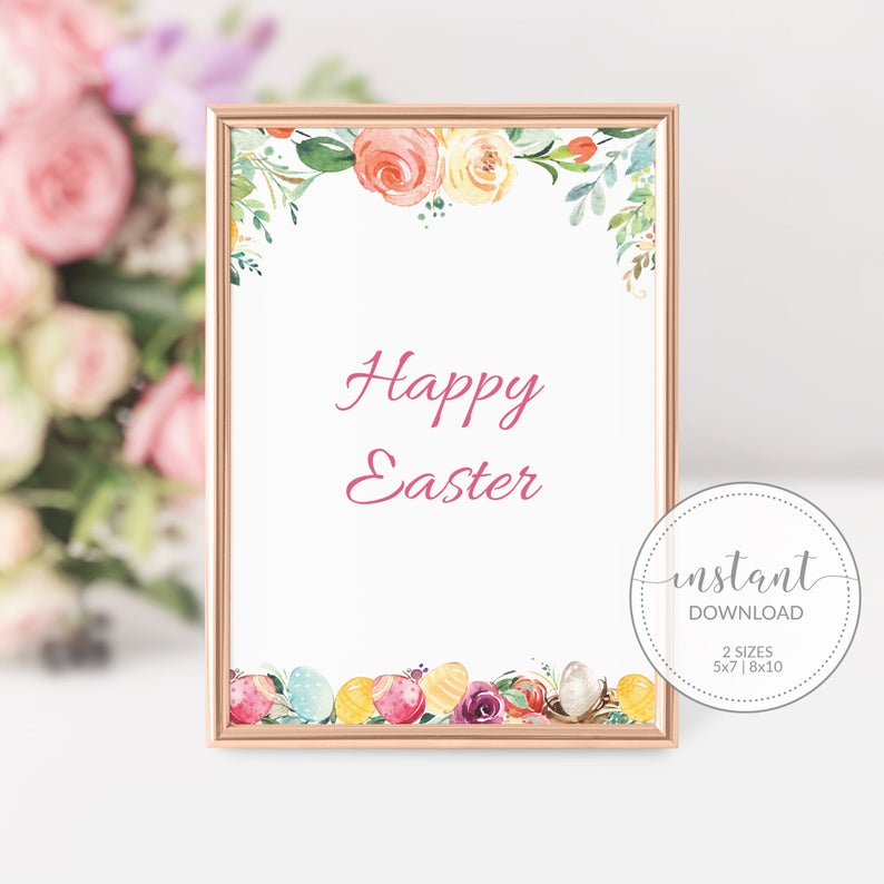 Happy Easter Sign Printable, Easter Decor, INSTANT DOWNLOAD - B100