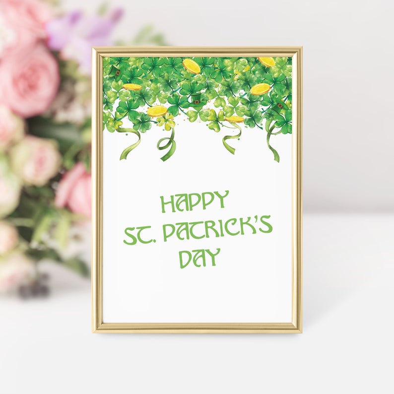 Happy St Patricks Day Sign Printable, St Paddys Day Decor, INSTANT DOWNLOAD - SP100