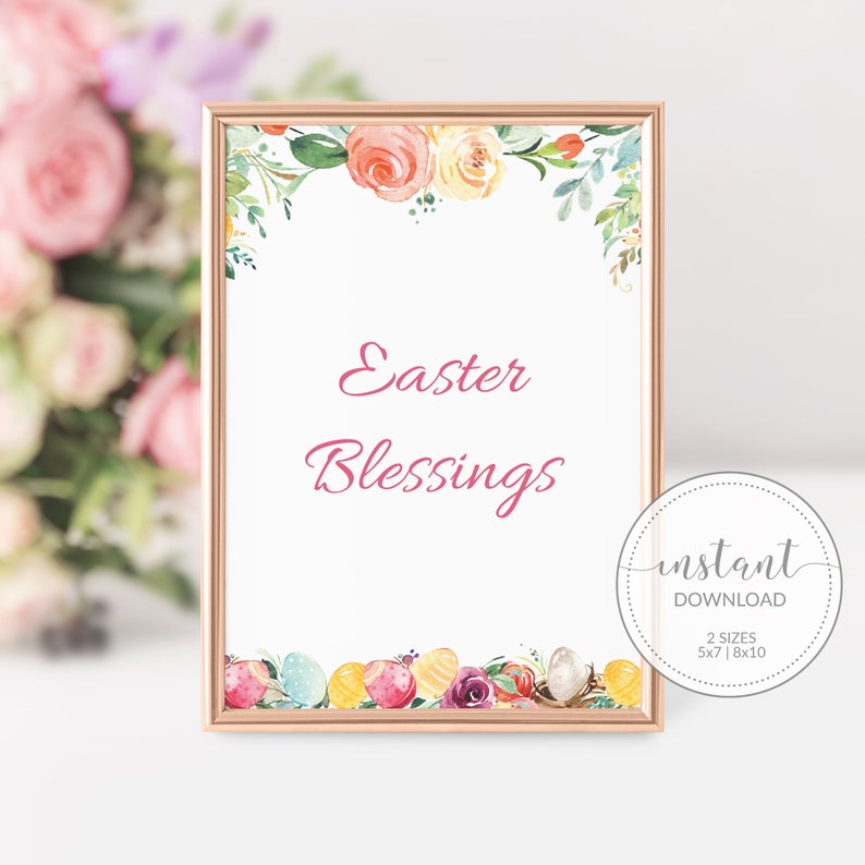 Easter Blessings Sign Printable, INSTANT DOWNLOAD - B100