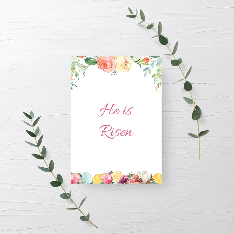 He Is Risen Easter Sign Printable, Easter Decorations, INSTANT DOWNLOAD - B100