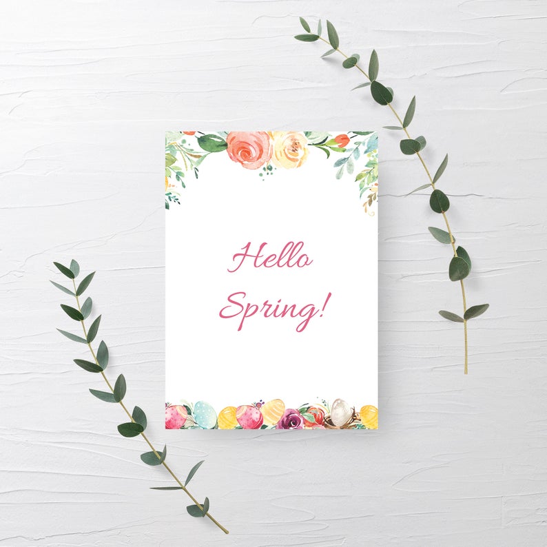 Hello Spring Easter Sign Printable, Easter Decor, INSTANT DOWNLOAD - B100