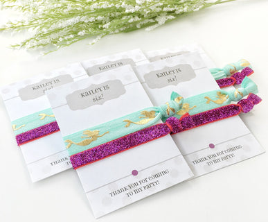 Mermaid Birthday Party Favors, Mermaid Party Decor, Hair Tie Party Favors for Kids, Birthday Party Supplies, Mermaid Party Favors for Girls - @PlumPolkaDot 