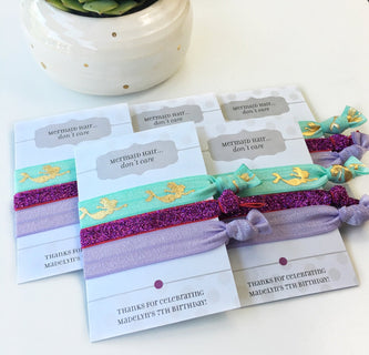 Mermaid Party Favors for Kids or Adults, Unique Birthday Favors Girl, Mermaid Birthday Party Decorations, Mermaid Party Supplies, Hair Ties - @PlumPolkaDot 