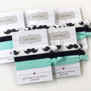 Mustache Party - Black & Silver Mustache Hair Tie Party Favors - Baby Shower Gift - @PlumPolkaDot 