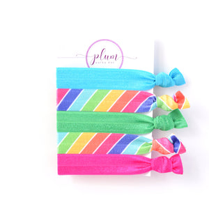 Rainbow Hair Tie Bracelet - Set of 5 - @PlumPolkaDot 
