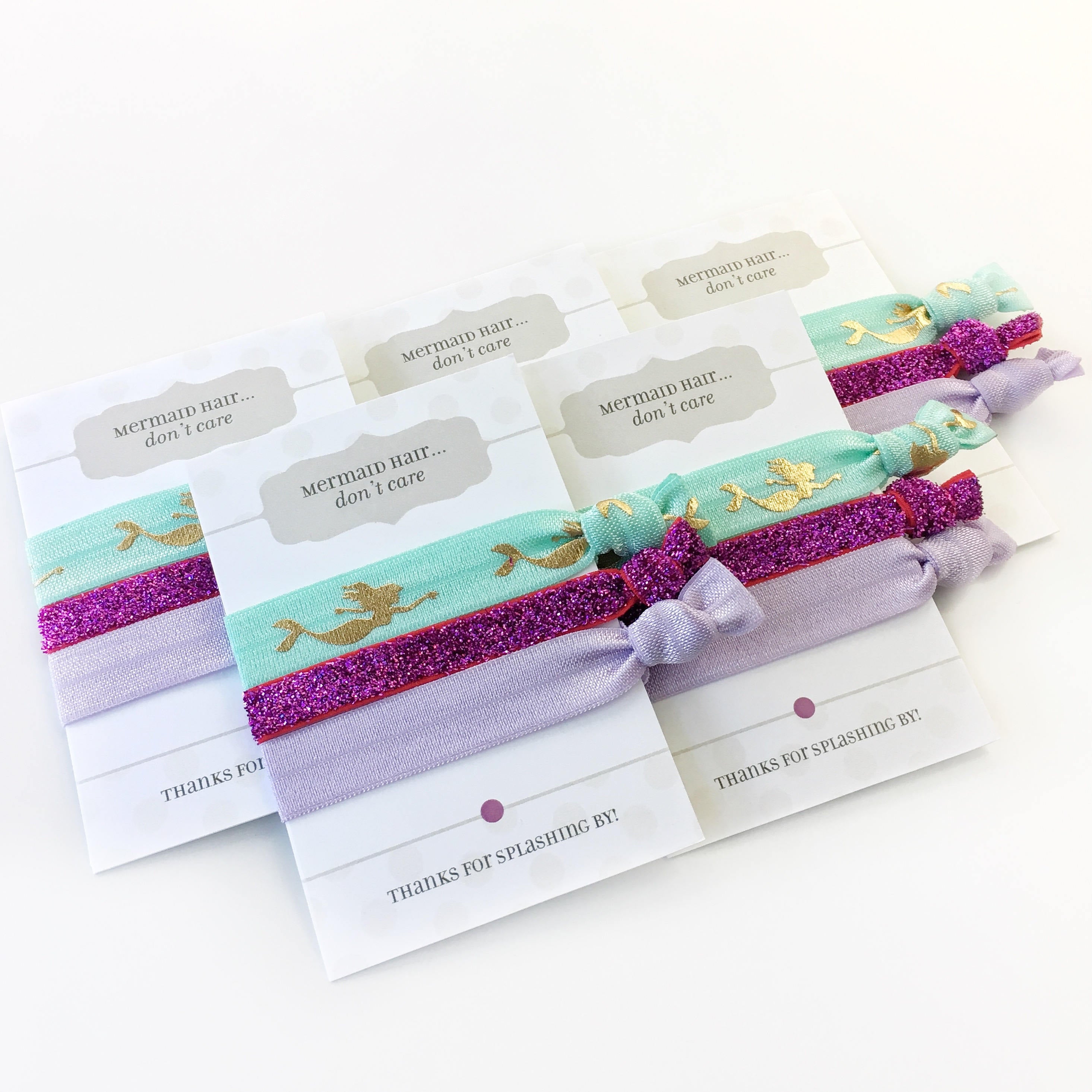 Mermaid Birthday Party Favors, Mermaid Baby Shower Favors, Mermaid Birthday Party Decorations, Mermaid Party Supplies, Hair Ties - @PlumPolkaDot 