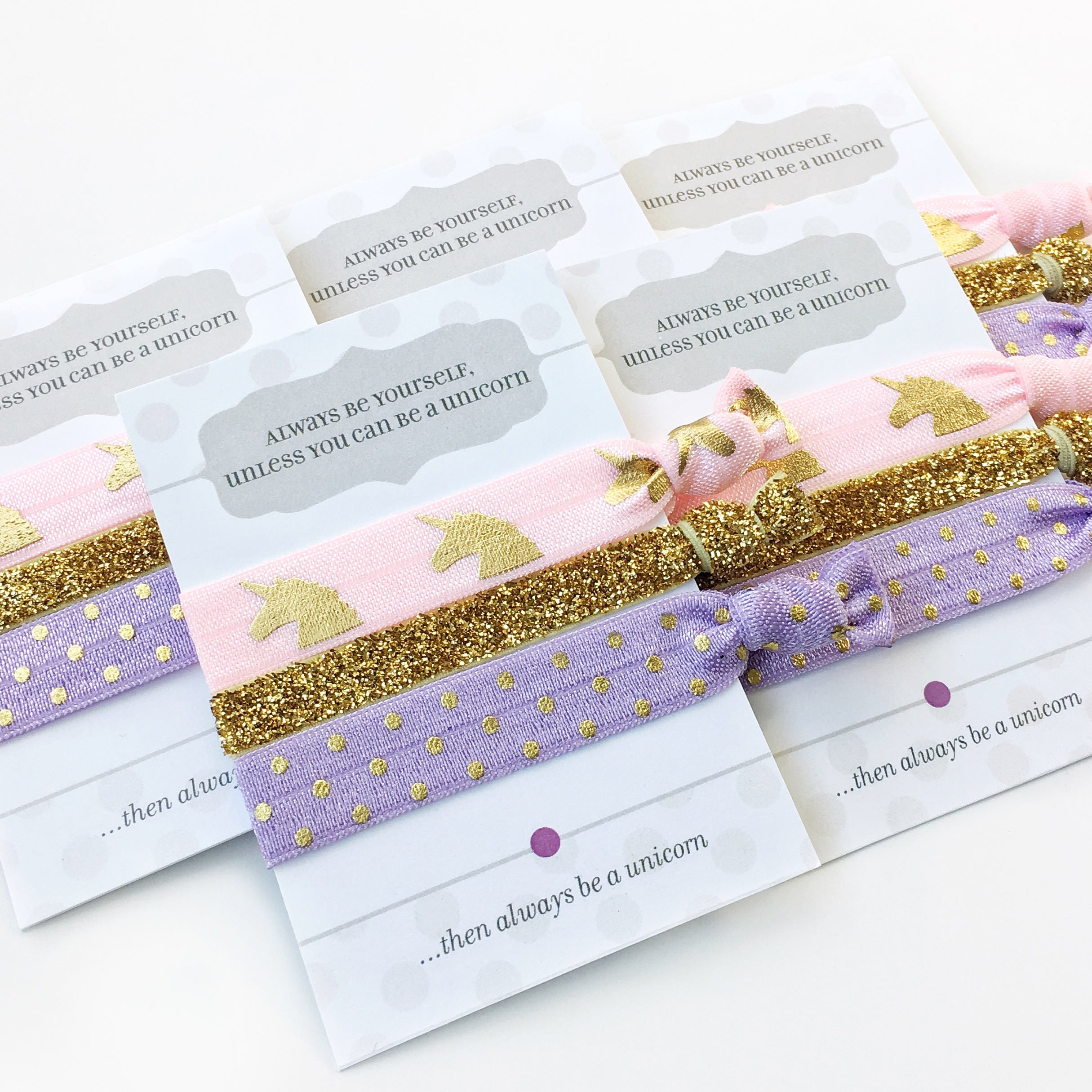 Unicorn Party Favors, Unicorn Party Supplies, Unicorn Baby Shower Favors, Unicorn Birthday Party Favors, Unicorn Decorations - Hair Ties - @PlumPolkaDot 