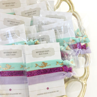 Mermaid Birthday Party Favors, Mermaid Baby Shower Favors, Mermaid Birthday Party Decorations, Mermaid Party Supplies, Hair Ties - @PlumPolkaDot 
