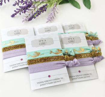 Mermaid Baby Shower Favors, Mermaid Baby Shower Decorations, Unique Baby Shower Favors Girl, Hair Tie Favors - @PlumPolkaDot 