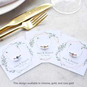 Geometric Rose Gold Wedding Favors Greenery, Greenery Wedding Favors, Rose Gold Wedding Table Decor with Greenery, Wine Charms - GFRG100 - @PlumPolkaDot 