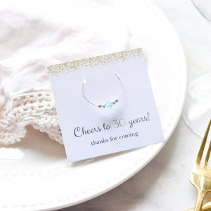 Cheers to 30 Years, 30th Birthday Party Favors for Adults, 30th Birthday Supplies, Swarovski Crystal Wine Charm Favors - @PlumPolkaDot 