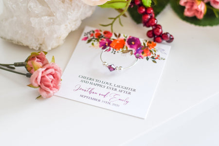 Purple and Orange Wedding Favors, Orange and Purple Wedding Favors, Autumn Wedding Favors Table Decor, Swarovski Crystal Wine Charms - @PlumPolkaDot 