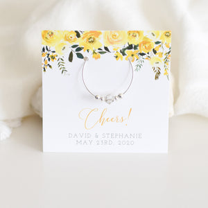 Yellow Wedding Favors for Guests Personalized, Summer Wedding Favors, Spring Wedding Favors Table Decor, Swarovski Crystal Wine Charms - @PlumPolkaDot 