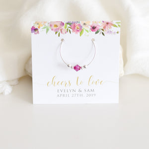 Garden Party Favors Wedding, Floral Wedding Favors, Personalized Wedding Gifts for Guests, Outdoor Wedding Swarovski Crystal Wine Charms - @PlumPolkaDot 