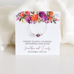 Purple and Orange Wedding Favors, Orange and Purple Wedding Favors, Autumn Wedding Favors Table Decor, Swarovski Crystal Wine Charms - @PlumPolkaDot 