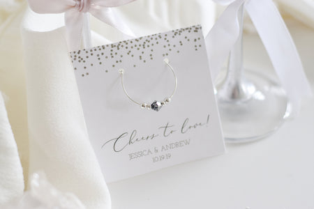 Silver Wedding Gifts for Guests, Silver Wedding Favors, Silver Wedding Table Decor, Elegant Wedding Favors Wine Theme, Swarovski Wine Charms - @PlumPolkaDot 