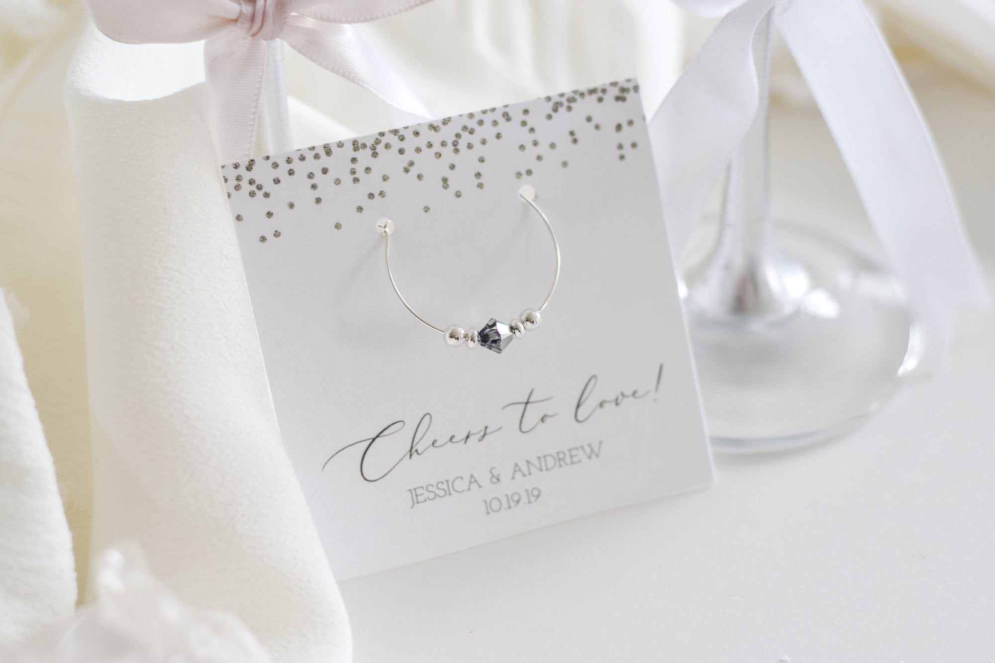 Silver Engagement Party Gifts for Guests, Silver Engagement Party Favors, Elegant Engagement Party Favors Wine Theme, Wine Charms - @PlumPolkaDot 