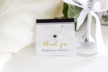 Black and Gold Party Favors, Gold and Black Party Favors, Elegant Party Favors Birthday, Unique Party Favor for Adults, Swarovski Wine Charm - @PlumPolkaDot 