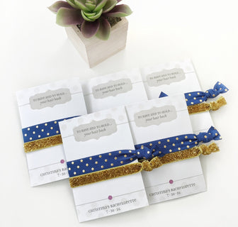 Navy and Gold Bachelorette Party Favors, Bachelorette Party Decorations, Hen Party Favors, Bridal Shower Favors, Bachelorette Hair Ties - @PlumPolkaDot 