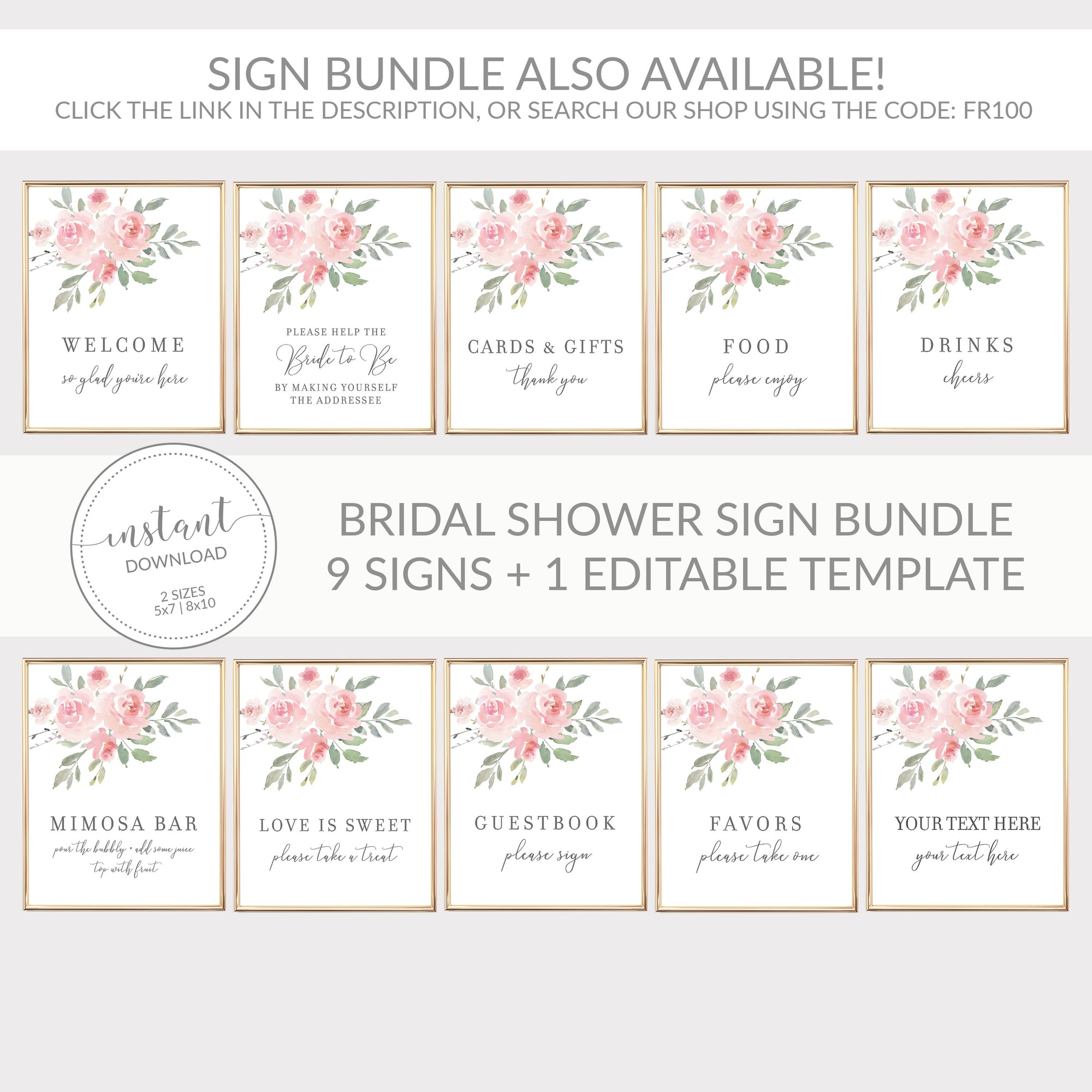 Blush Pink Floral Mimosa Bar Sign Printable, Bubbly Bar Sign, INSTANT - PlumPolkaDot blush-pink-floral-mimosa-bar-sign-printable-bubbly-bar-sign-instant-plumpolkadot