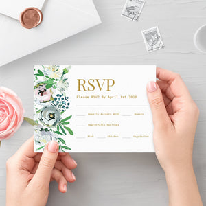 Blush and Gold Floral Wedding Invitation Template with Greenery, INSTANT DOWNLOAD, Editable Wedding Invitation Suite Printable Set - BGF100 - @PlumPolkaDot 