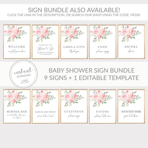Blush Pink Floral Cards and Gifts Printable Sign INSTANT DOWNLOAD, Bridal Shower, Baby Shower, Wedding Decorations and Supplies - FR100 - @PlumPolkaDot 
