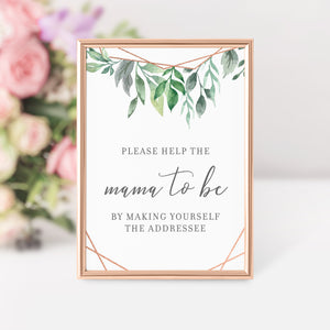 Geometric Rose Gold Greenery Printable Baby Shower Address an Envelope Sign INSTANT DOWNLOAD, Baby Shower Decorations and Supplies - GFRG100 - @PlumPolkaDot 