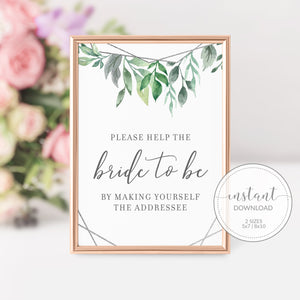 Geometric Silver Greenery Printable Bridal Shower Address an Envelope Sign INSTANT DOWNLOAD, Bridal Shower Decorations and Supplies - GFS100 - @PlumPolkaDot 