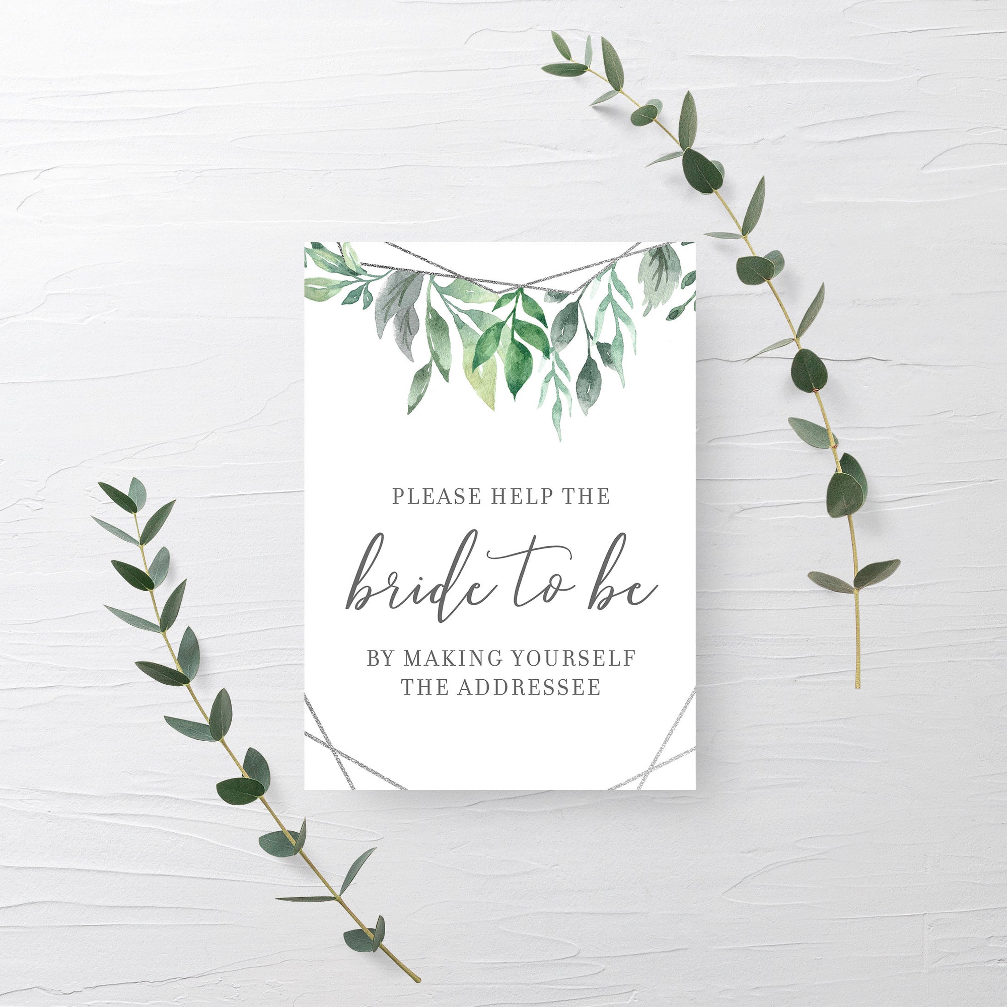 Geometric Silver Greenery Printable Bridal Shower Address an Envelope Sign INSTANT DOWNLOAD, Bridal Shower Decorations and Supplies - GFS100 - @PlumPolkaDot 