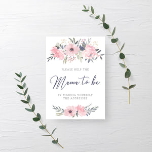 Navy and Blush Floral Printable Baby Shower Address an Envelope Sign, INSTANT DOWNLOAD, Floral Baby Shower Decorations and Supplies - NB100 - @PlumPolkaDot 