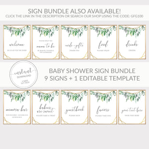 Geometric Gold Greenery Printable Guestbook Sign INSTANT DOWNLOAD, Bridal Shower, Baby Shower, Wedding Decorations and Supplies - GFG100 - @PlumPolkaDot 