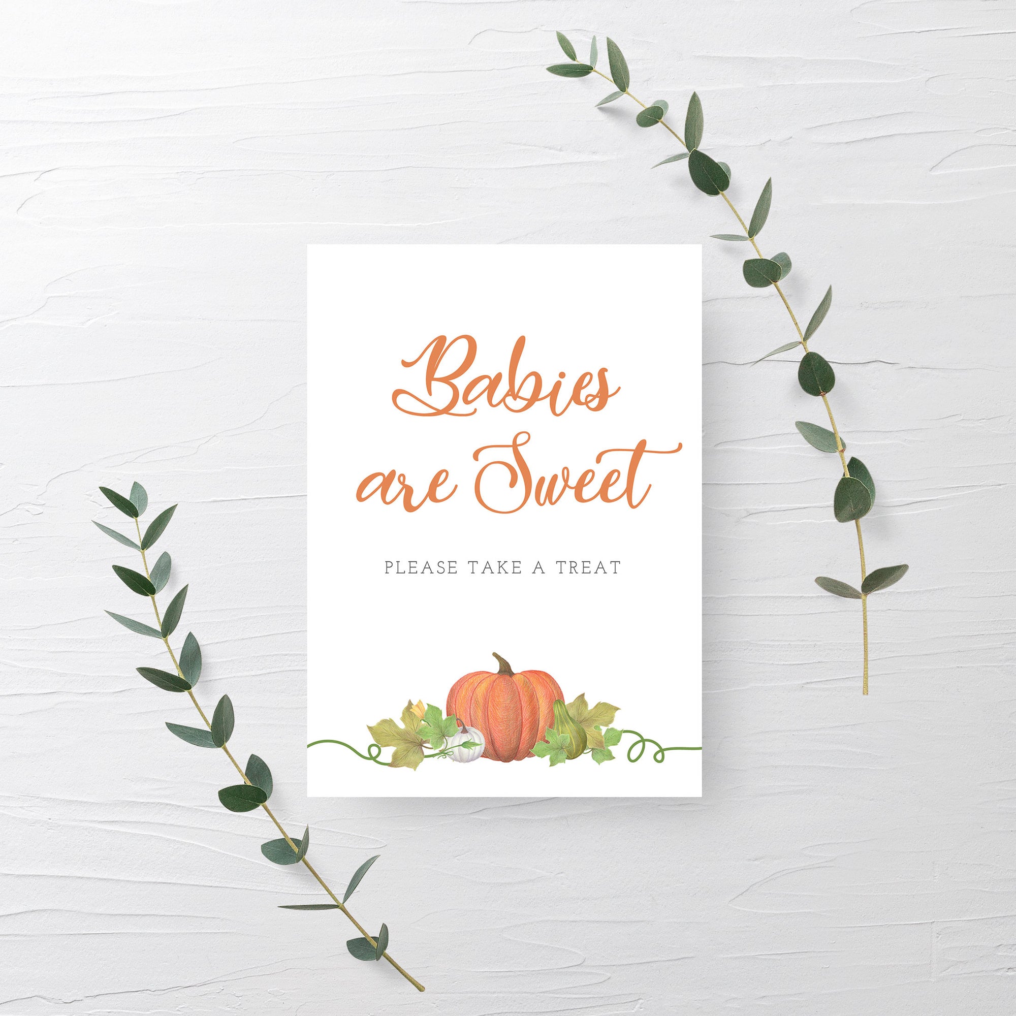 Little Pumpkin Baby Shower Decorations, Babies are Sweet Printable Treat Sign, Pumpkin Baby Shower Sign, INSTANT DOWNLOAD - HP100 - @PlumPolkaDot 