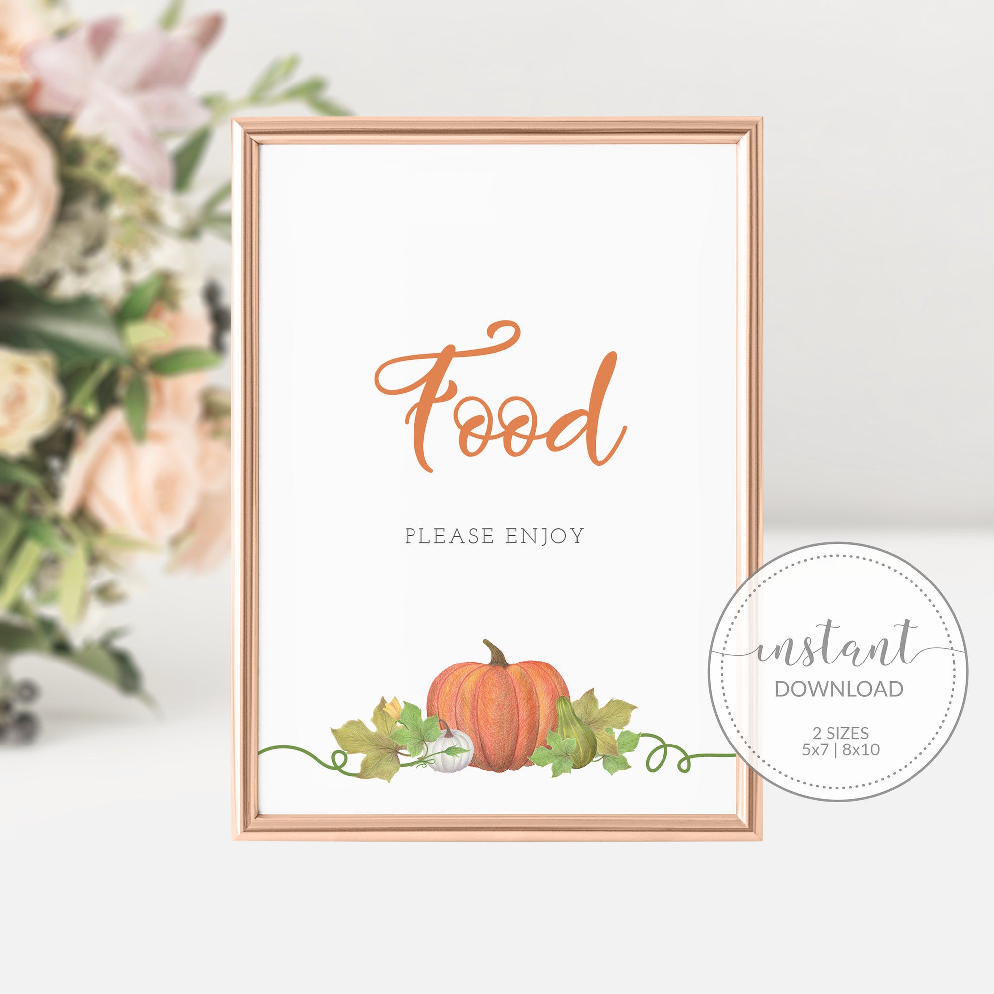 Pumpkin Baby Shower Food Sign Printable INSTANT DOWNLOAD, Pumpkin Birthday Party Sign, Pumpkin Baby Shower Decorations and Supplies - HP100 - @PlumPolkaDot 