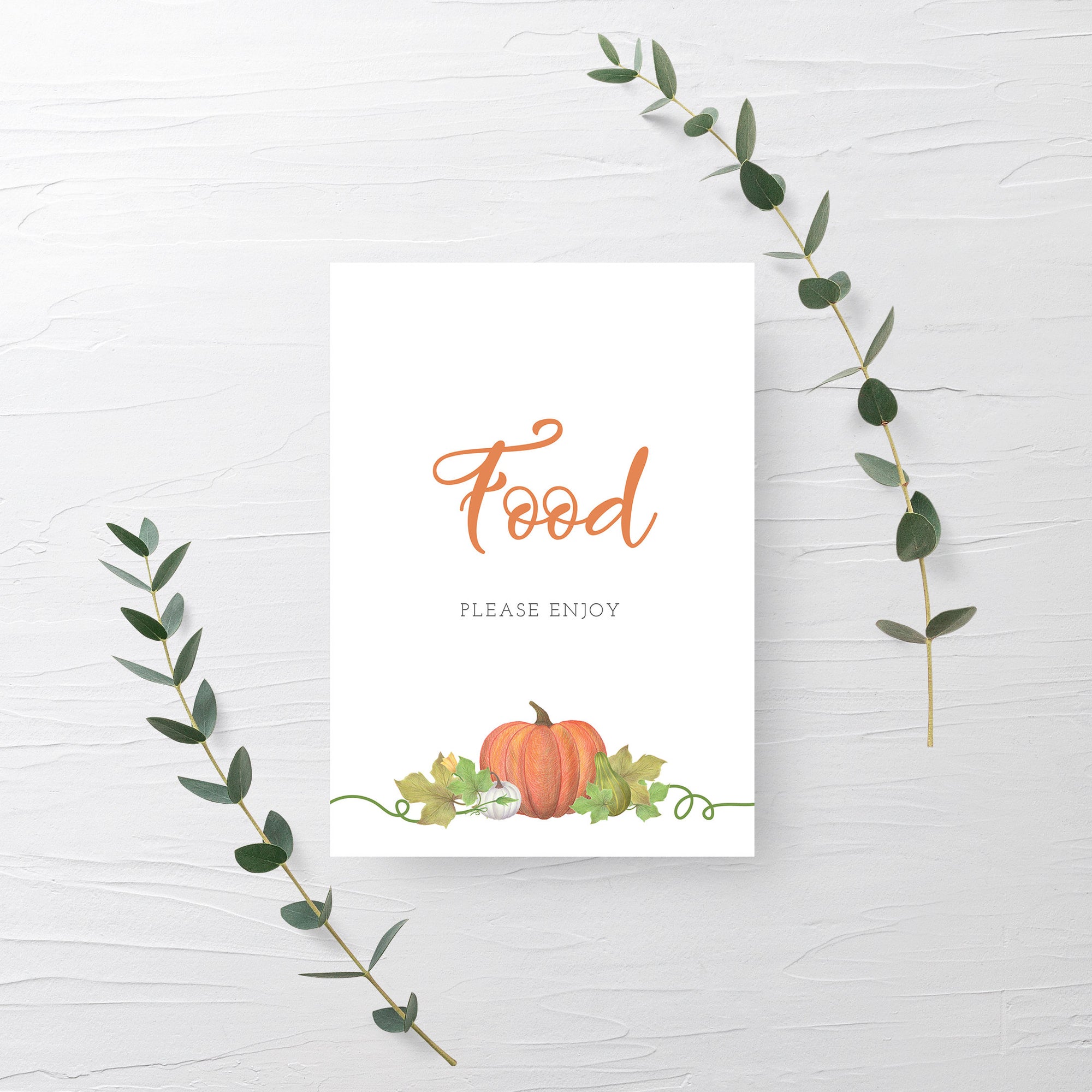 Pumpkin Baby Shower Food Sign Printable INSTANT DOWNLOAD, Pumpkin Birthday Party Sign, Pumpkin Baby Shower Decorations and Supplies - HP100 - @PlumPolkaDot 